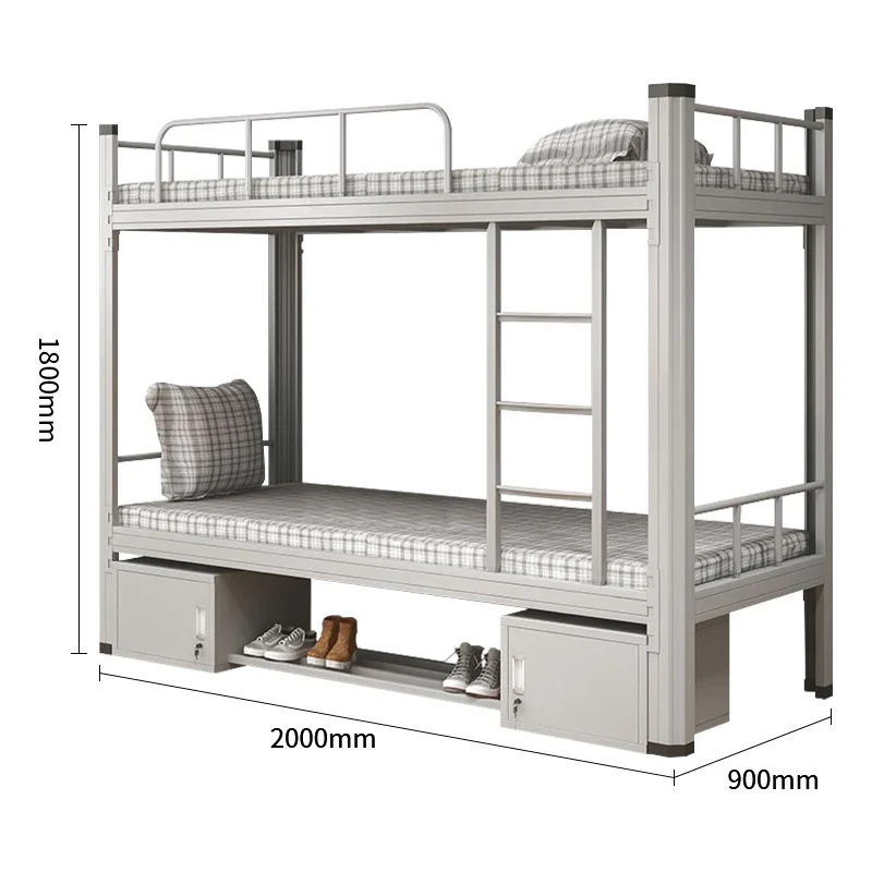 Gorąca sprzedaż Materiał metaliczny Stalowe szkolne łóżko piętrowe z szafkami w dormitorium