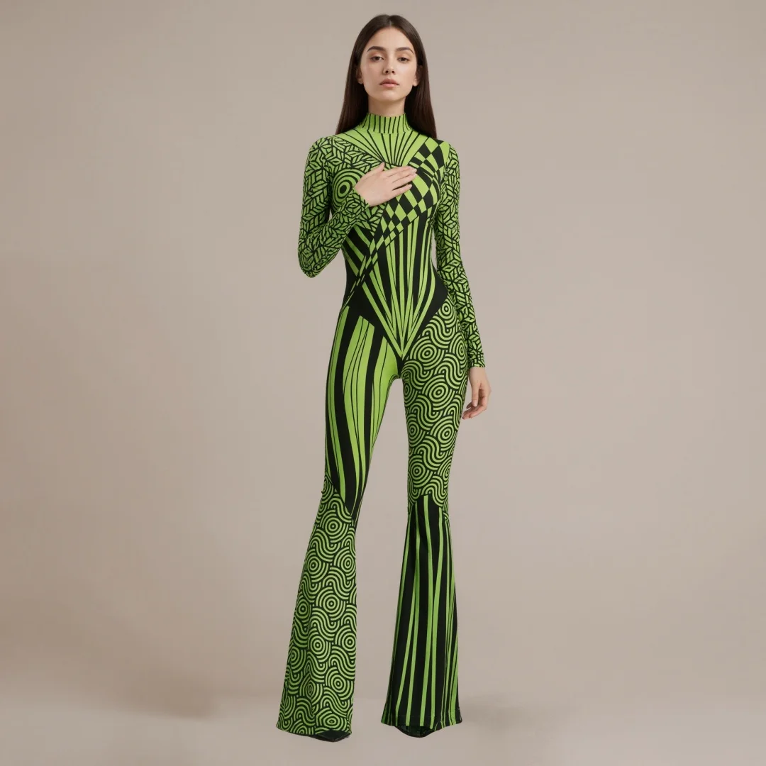 Damen Schmetterling-Flared-Jumpsuit Cosplay Dehnbarer Kostüm-Bodysuit für Zirkus, Karneval, Bühnenshow, Party, Halloween-Ausführung – Detail 13