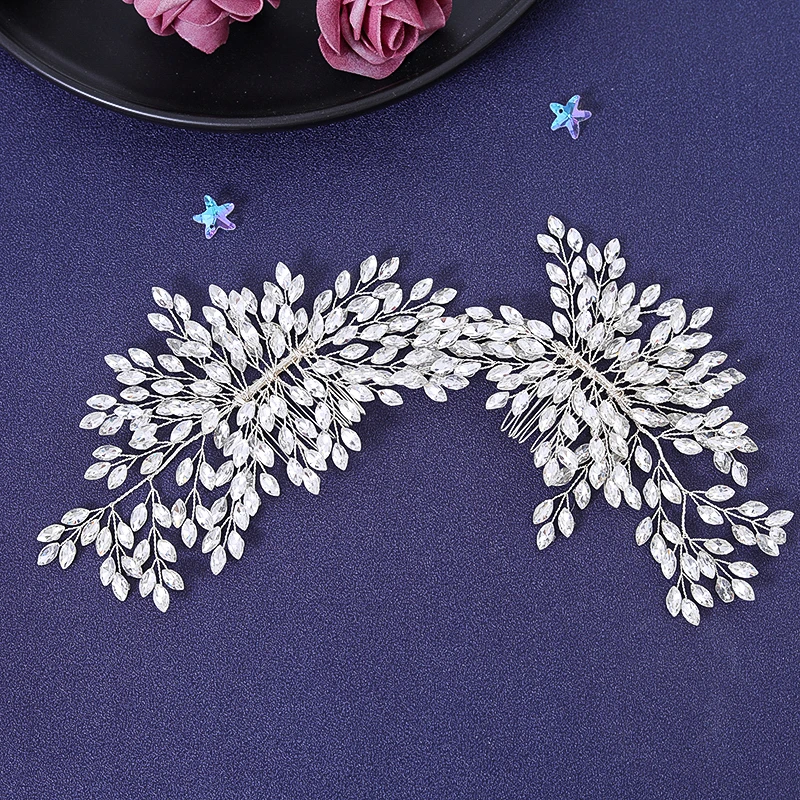 Trendy Style Crystal Hair Comb Headband Tiara For Women Party Prom Bridal Wedding Hair Accessories Jewelry Comb Headband Gift