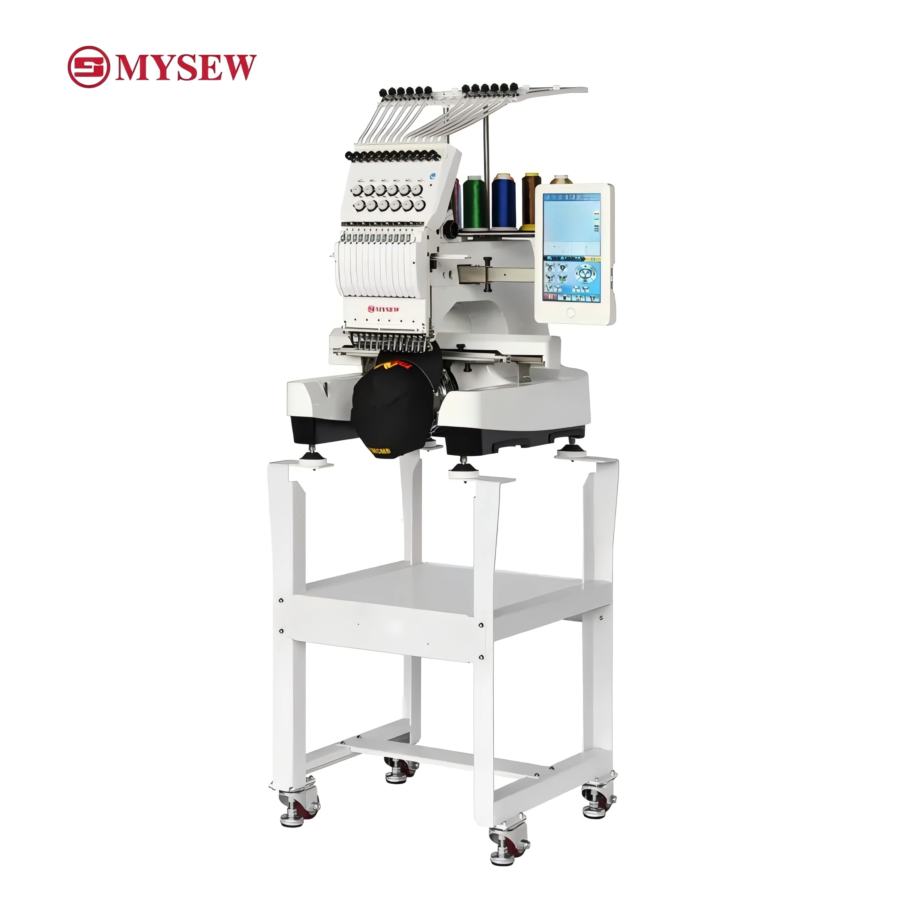 MYSEW 12 /15 Color Industrial Single Double Head Embroidery Machine Flat Hat T-Shirt Apparel Embroidery Machine Computerized