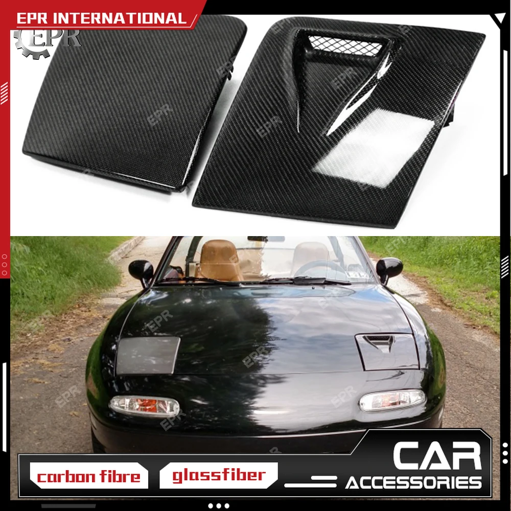 For Mazda MX5 NA MK1 Miata Carbon Fiber LHS Vented Headlight Cover (Only LHS) Tuning Aero Part Carbon Air Intake Duct