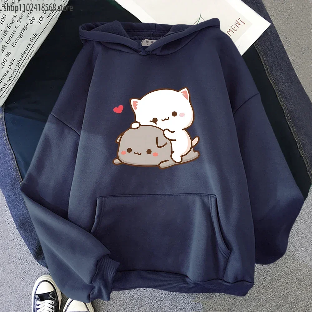 Mochi Peach And Goma Cute Cat Hoodie Kawaii Cartoon Sweatshirt for Girls Fashion Pullovers Women/Men Harajuku Aesthetic Hooded