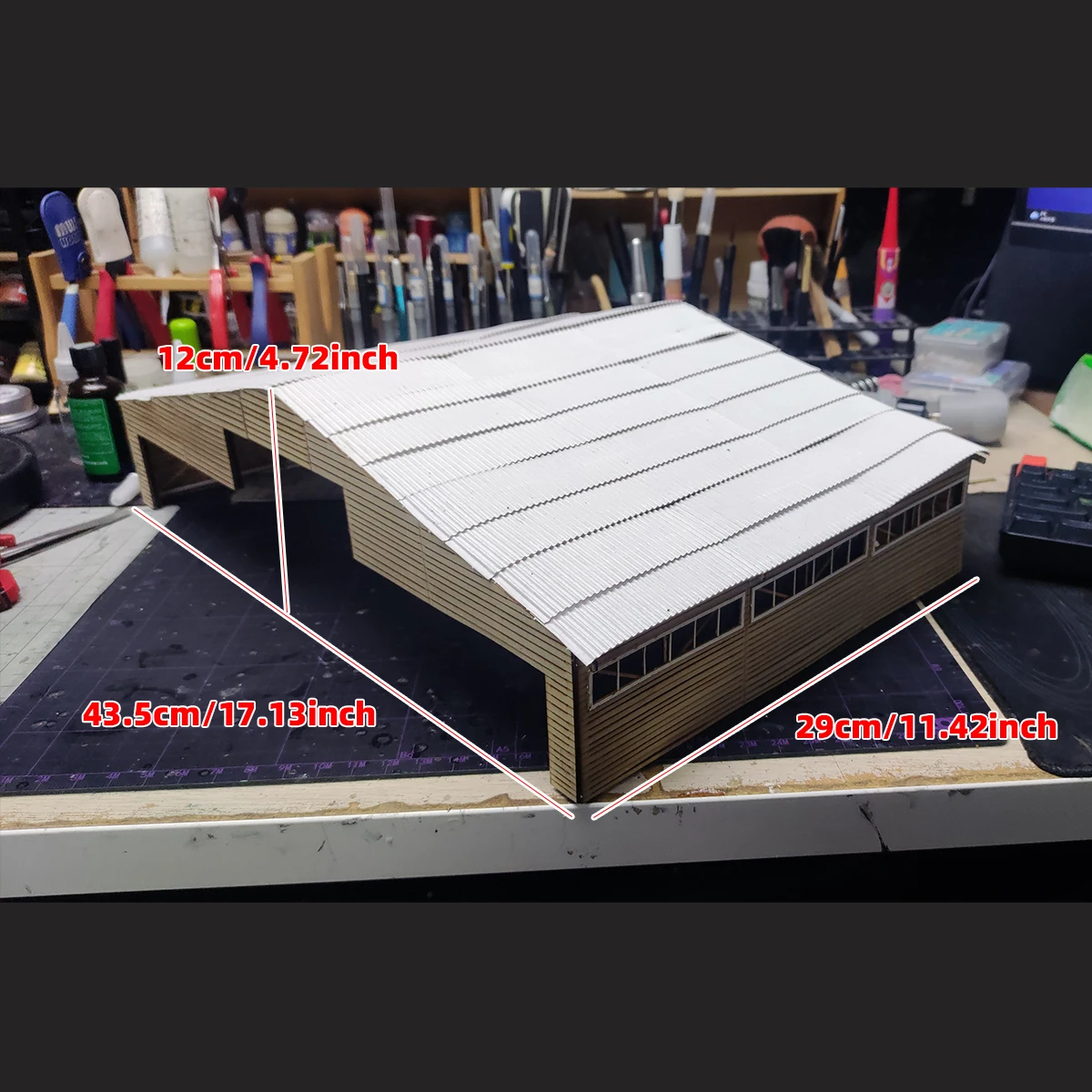 Assembly Architectural Building Miniature Shed Factory Repair Workshop Hangar Garage Depot Barn Diorama Scale Model Kit 1/48