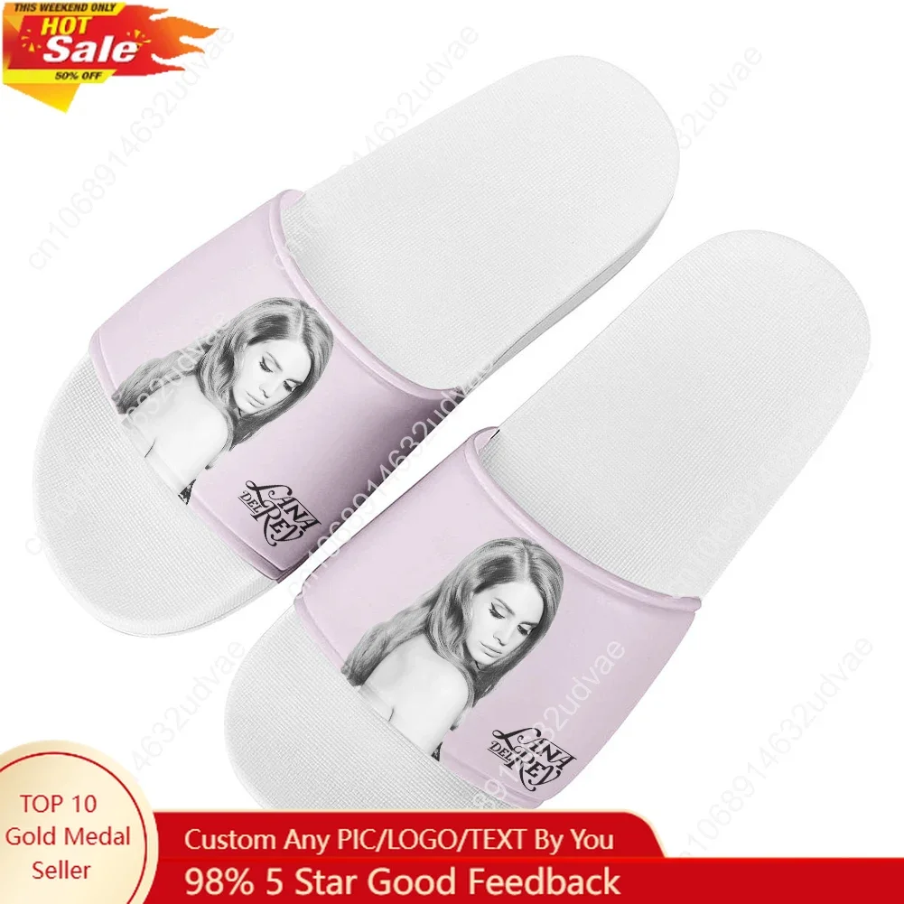

Lana Del Rey Singer Slippers Man Woman Boy Girl Tailor Made Slides Sandals Durable Photo Customized Bath Shoes Water Shoe White