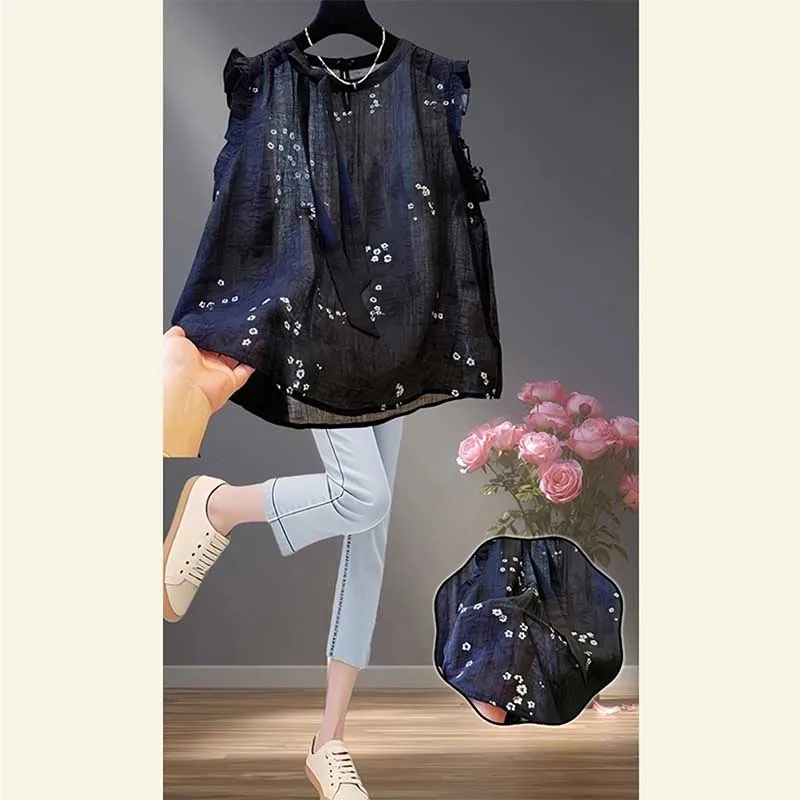 

Ele Unique High-End Bla round Ne Svel irt Women's Faionable Versatile Top French Sle Loose Fit Polyester ...