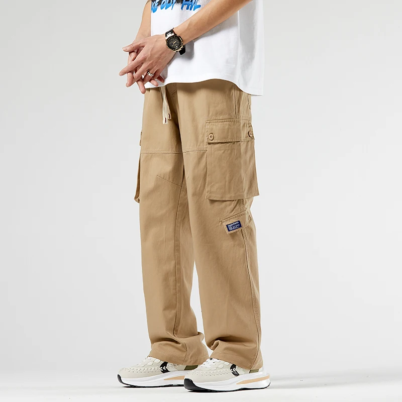 

American Sle Loose Straight Leg Workwear Pants Men's Khaki Trousers High Street Spring Autumn Faion Retro Casual Pants