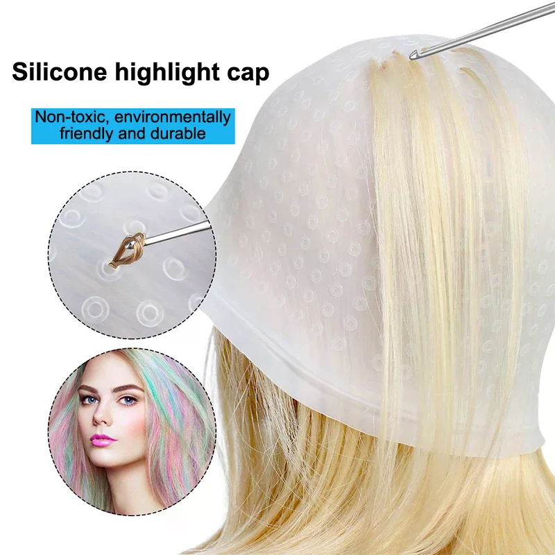 1pcs Silicone Hair Coloring Cap Hook Needle Pink Professional Dyeing Tool Highlight Dyeing Frosting Dyeing Hats Barber Hair