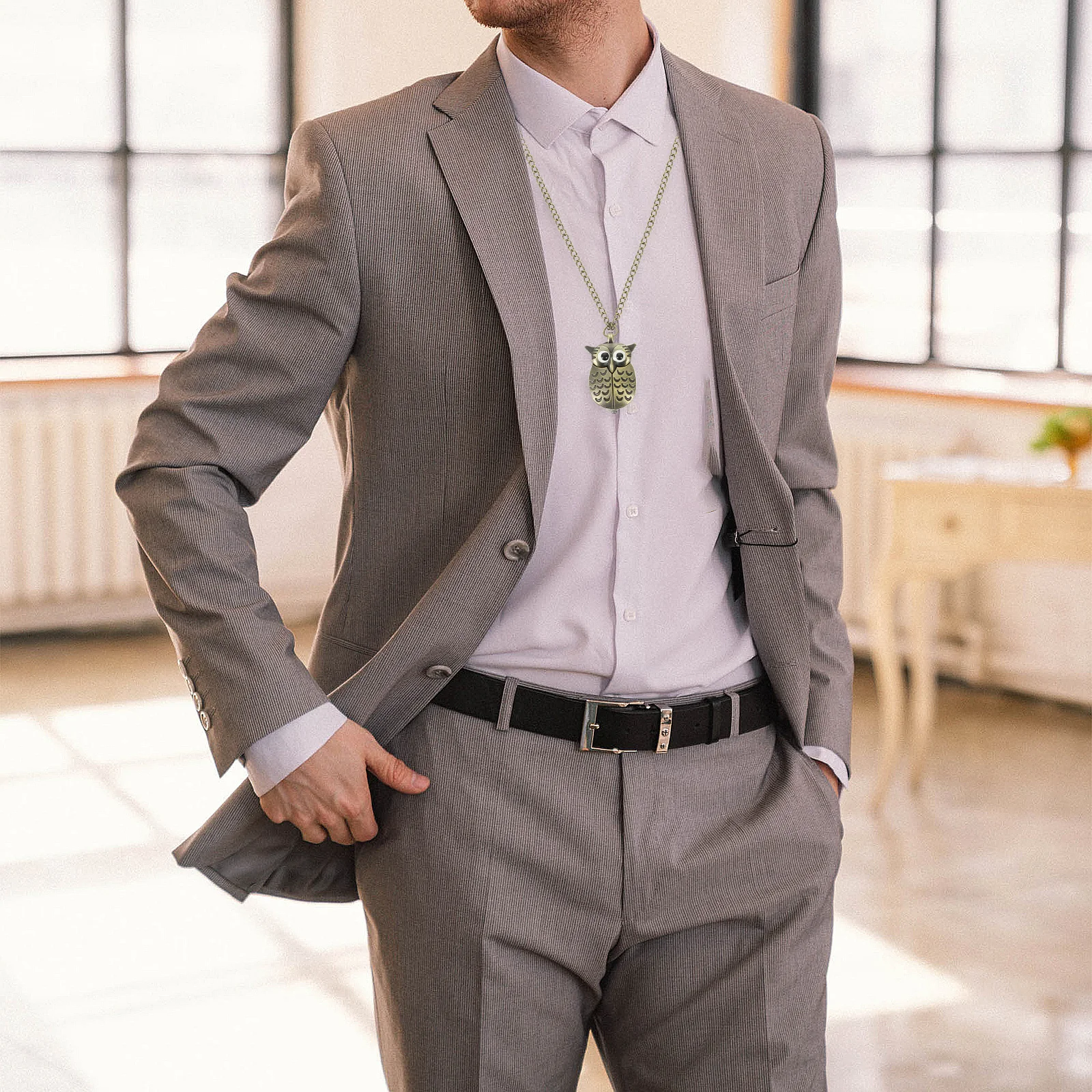 ساعة جيب كوارتز برونزية عتيقة على شكل بومة، سلسلة بدلاية كلاسيكية، هدية أنيقة للساعة اليومية #6