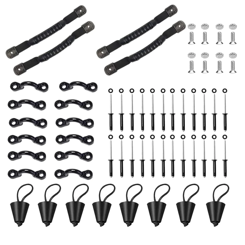 

Kayak Carry Handle,Kayak Handles Replacement 4Pcs Side Mount Handles With Screws 8Pcs Kayak Plugs With Rivet Pad Eyes