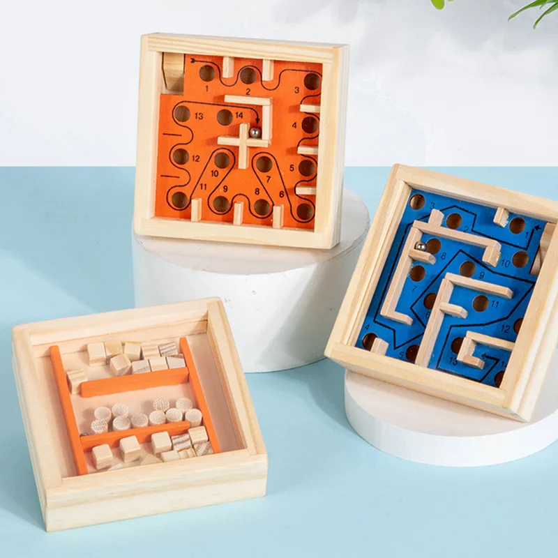 LazyChild Kids Wooden Bead Maze Ball Balance Game Concentration Training Educational Toy for Kindergarten