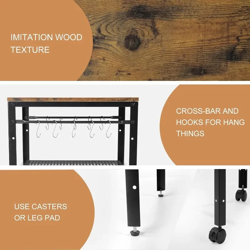 Rustic End Table, Side Table with Adjustable Height Shelf,  lb Weight Capacity, Great for Mini Fridge Stand, Printer Stand