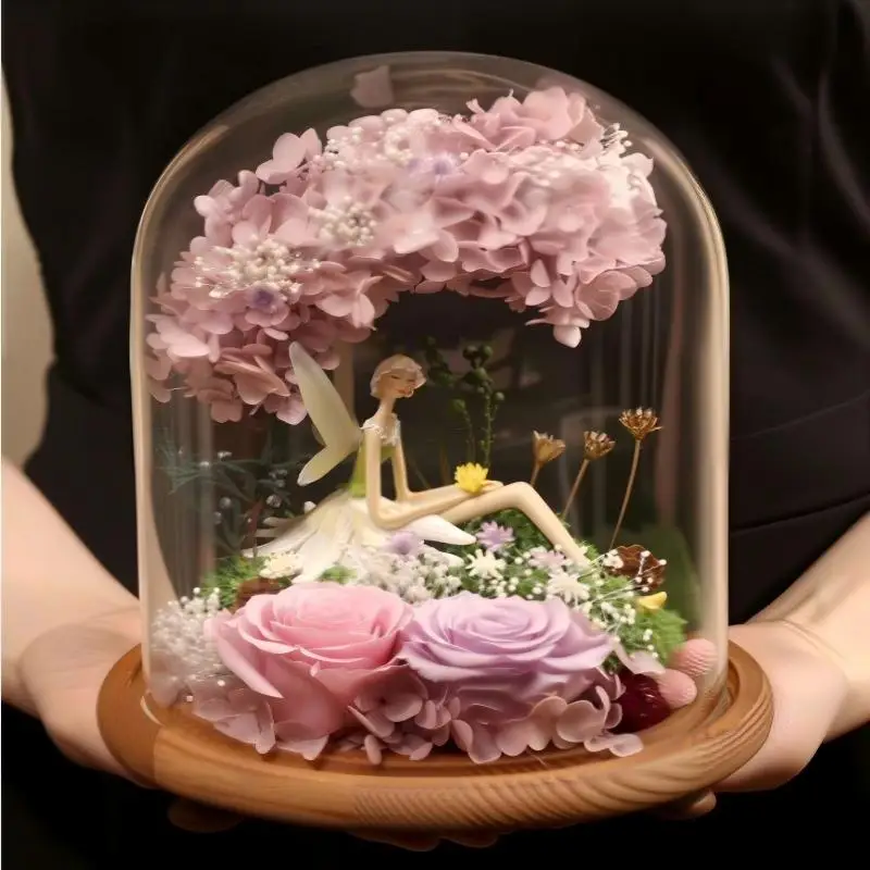 Glass Cover Doll Clay Figure Star Castle Hand Model Clock Dust Cover Display Box Transparent Desktop Ornament
