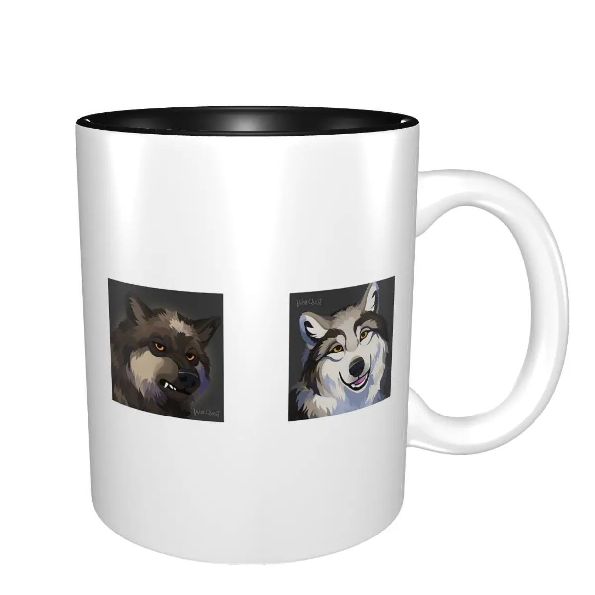 WolfQuest Morning Face Mug Funny Ceramic Coffee Cups Tea Mugs Milk Cup Drinkware Gifts for Woman Man