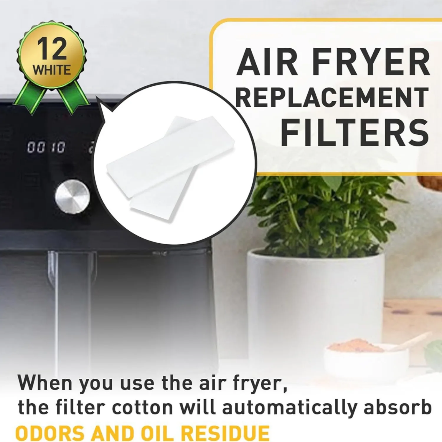 12 PC Air Fryer Filters for Instant Vortex Plus 6 Quart Air Fryer Replacement Filters Effective At Removing Odors Filter