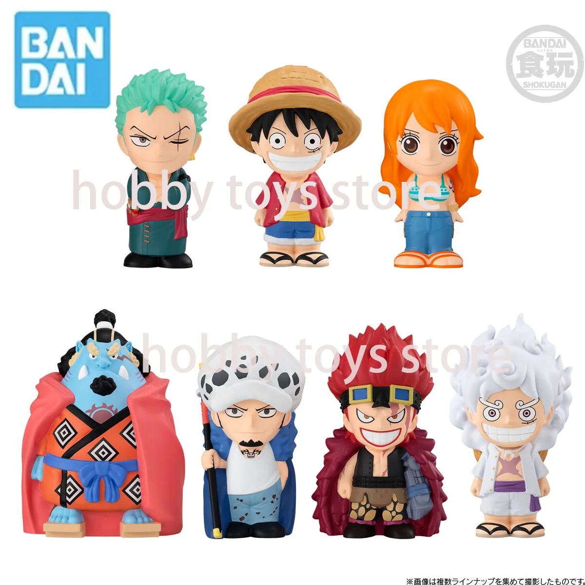 Bandai Original Shodo Shokugan Luffy Nani Zoro versión Q muñeca adorno de escritorio modelo Anime figuras de acción juguetes para niños regalos