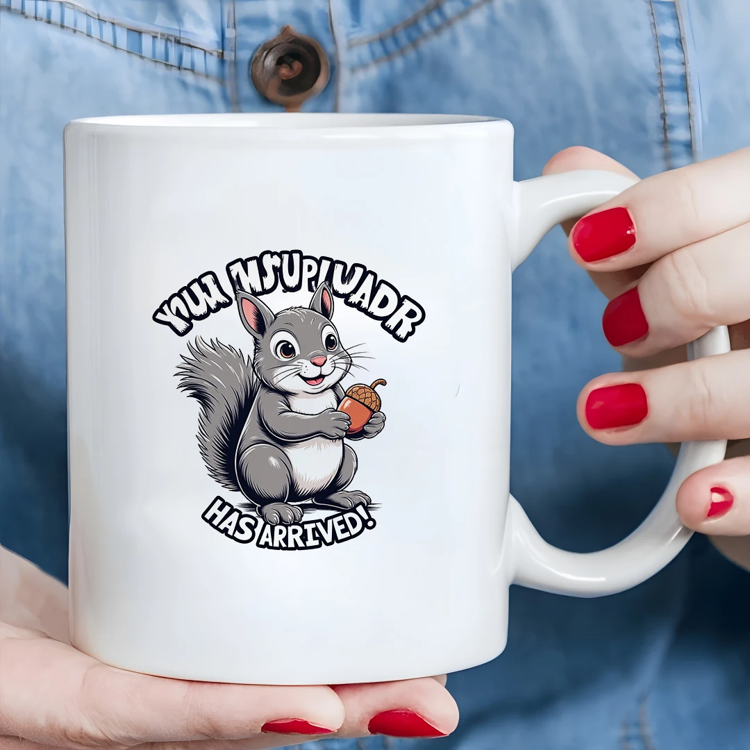 

11oz Squirrel cartoon mug + Kids Family Office Cup Christmas Gift Acorn Leaf Drink Cup