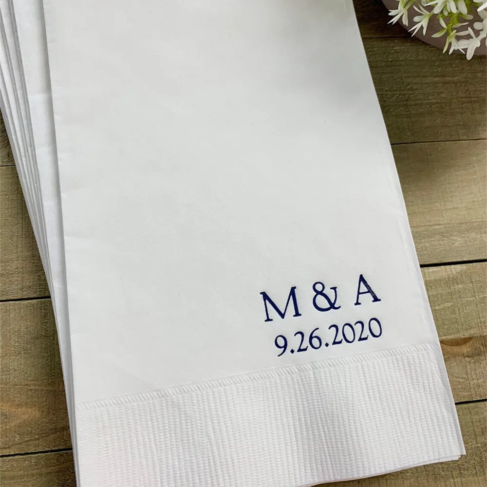 

50 Personalized Hand Guest Towels Paper Dinner Napkins Wedding Favors Hostess Gift Party Engagement Monogram Birthday Bar Bat Mi