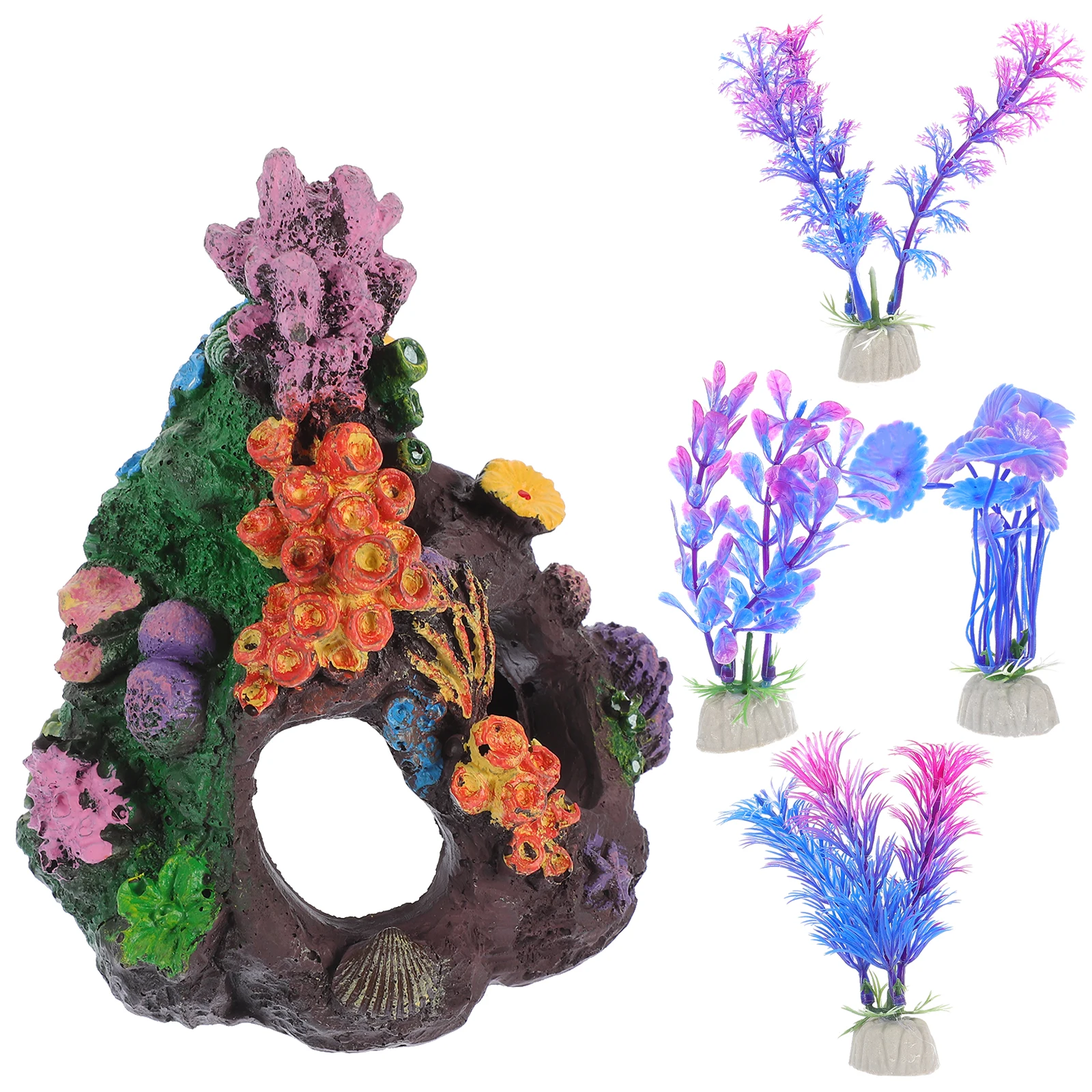 

5pcs Coral Tower Grass Package Artificial Aquarium Coral Reef Decor Fish Tank Plant Background Scenery Set Non Fading