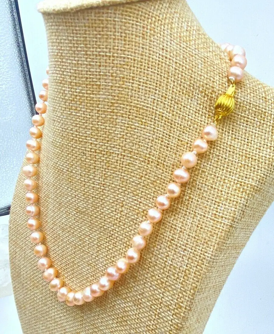 

Beautiful Natural Pink 7-8/8-9mm Akoya Freshwater Cultured Pearl Necklace 16-25”