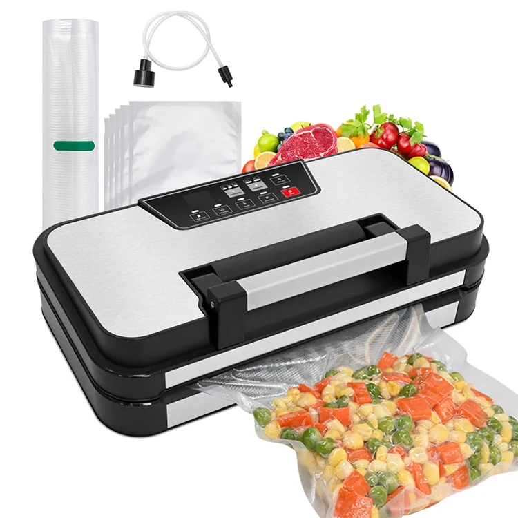 

Automatic Double Pump Vacuum Sealer for Plastic Food Bags 125W Low Noise Double Heat Sealing with Handle Household Use