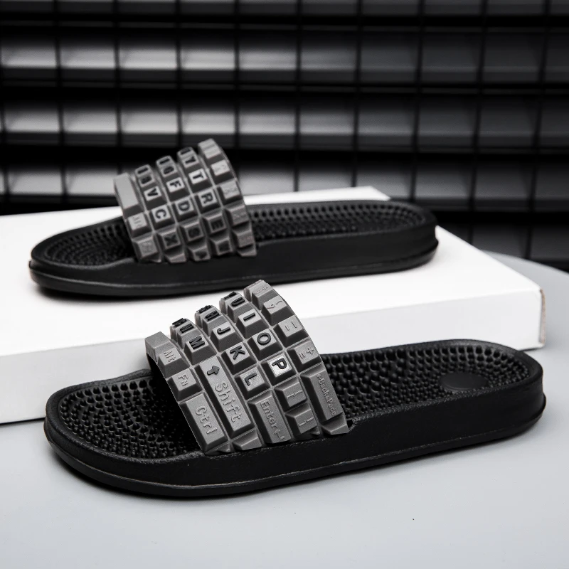 

Fashion Holiday Mall Male Slides, Light Soft Build for Window Shopping and Casual Family City Holiday Strolls