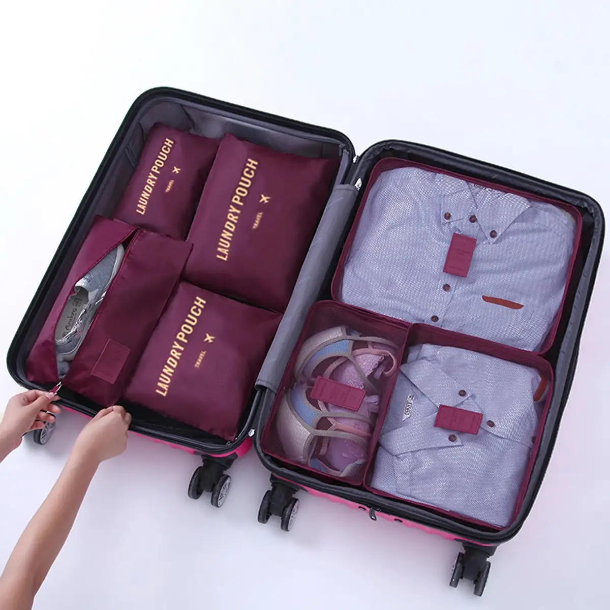 7PCS/Set Travel Organizer Storage Bags Suitcase Packing Set Storage Cases Portable Luggage Organizer Clothe Shoe Pouch