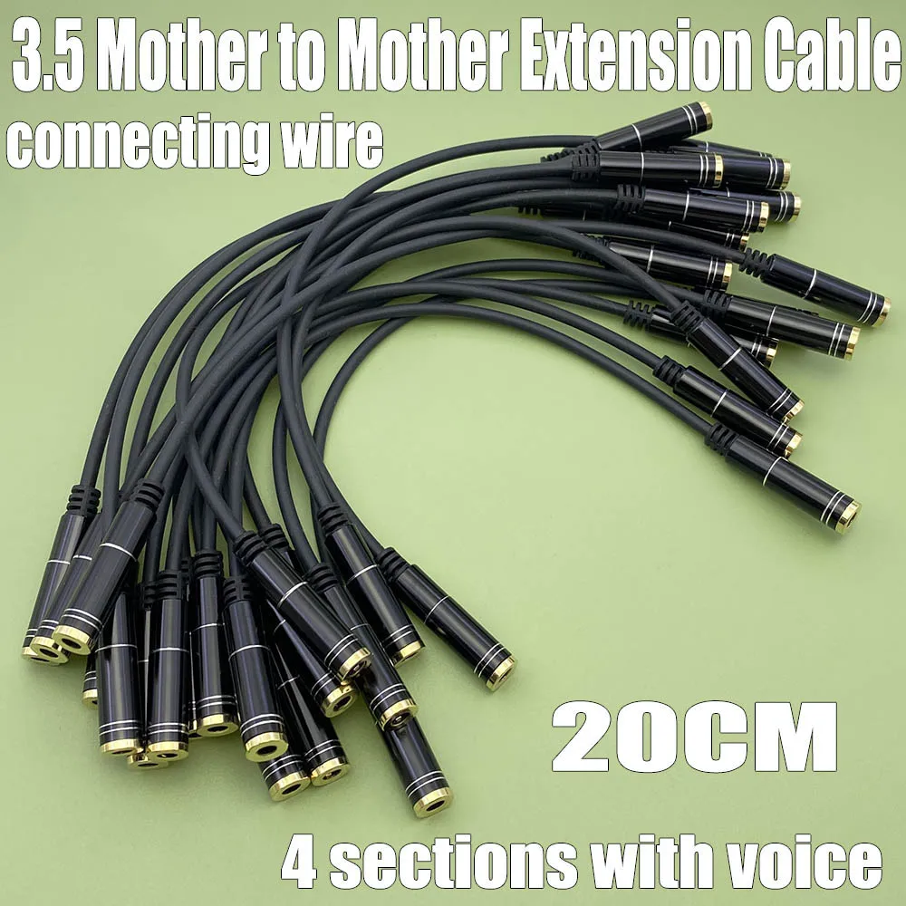 

20CM 3.5mm female to female 4-pole extended audio straight through phone headphone cable compatible with 3-channel voice calls