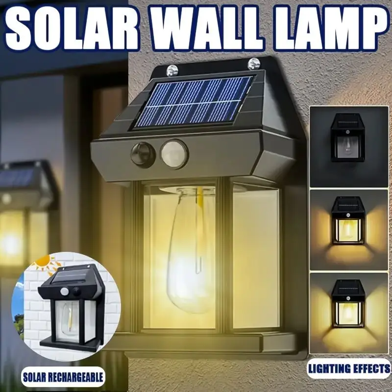 

Настенный светильник на солнечной батарее для улицы, 1/2/4 шт., с датчиком движения, 3 режима освещения, подходит для сада, двора, террасы, забора