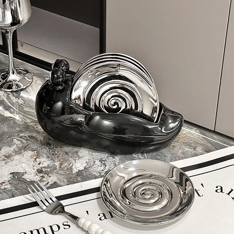 Light Luxury Ceramic Snail Bone Spitting Dish Set Home Small Dish Living Room Coffee Table Decoration Fruit Plate Retail