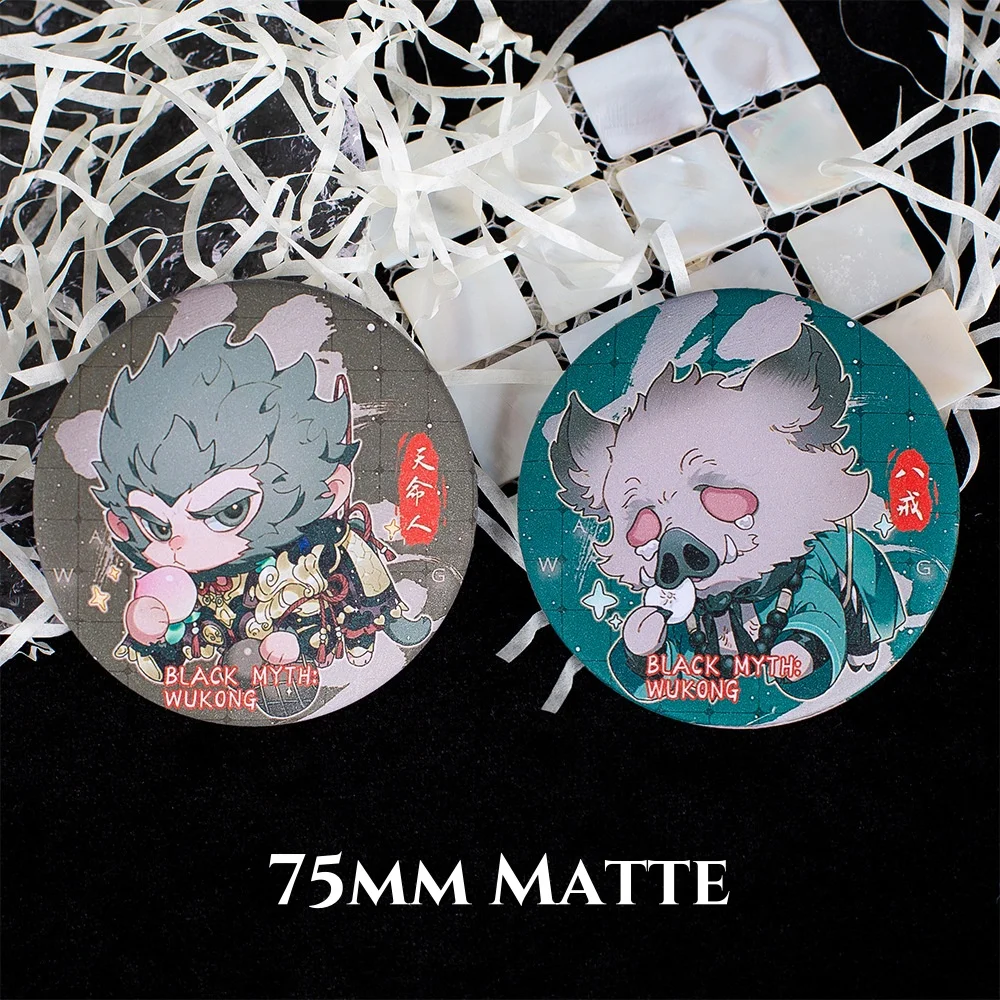 Black Myth Wukong Laser Matte Broche, O Destinado dos Desenhos Animados Zhu Bajie, Bonito Anime Pin Jóias, Double-Flash Badge Game Presente, Novo