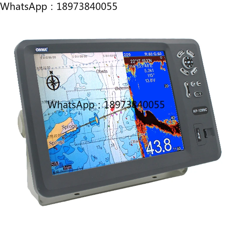 Marine Electronics ONWA KP-1299C GPS chart plotter with fish fider tracker navigator antenna 12