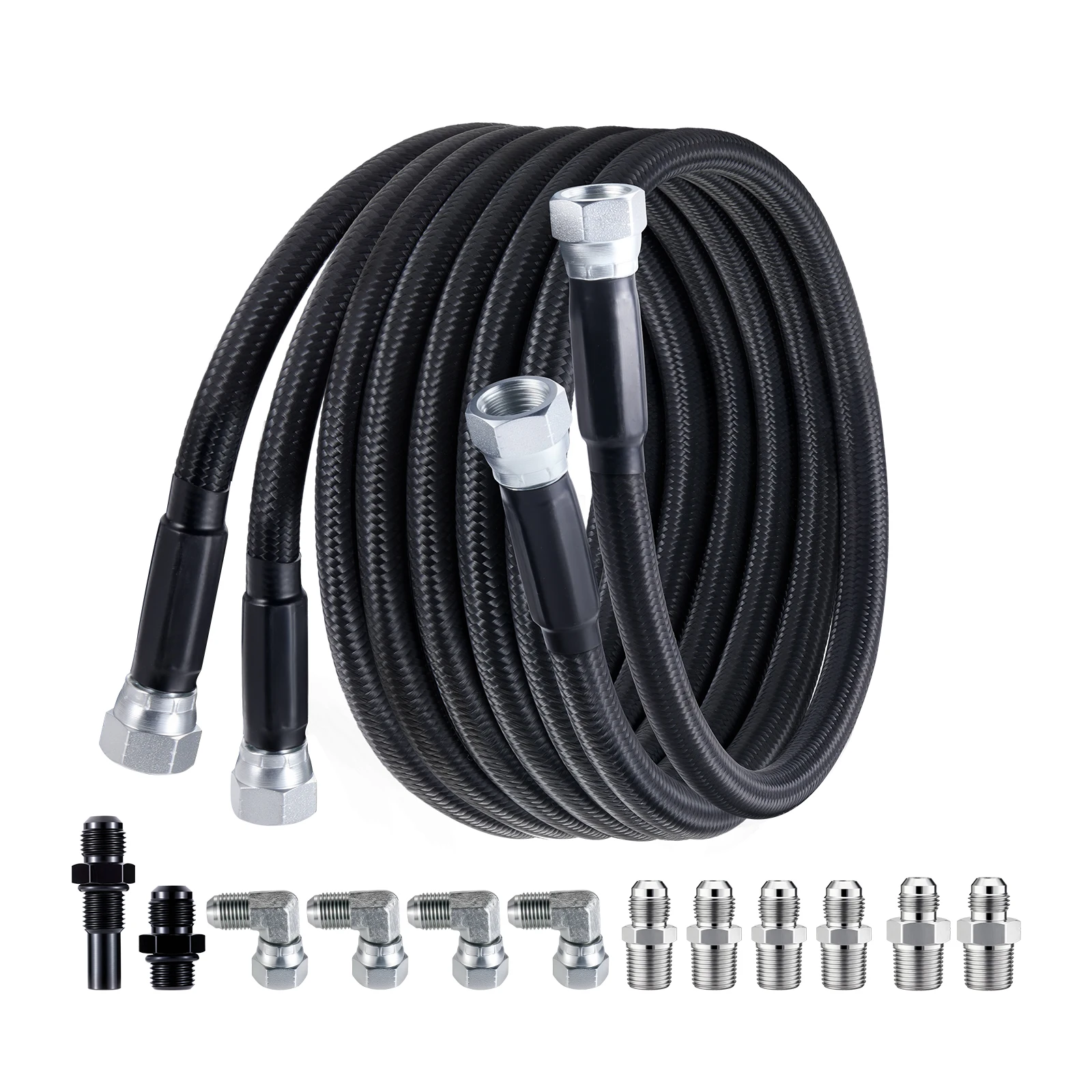 AN6 Stainless Steel Braided Transmission Cooler Line Kit for GM 4L60E/4L80E/TH350/TH400/700R4 & Ford AOD/4R70W/4R100 70 Inch