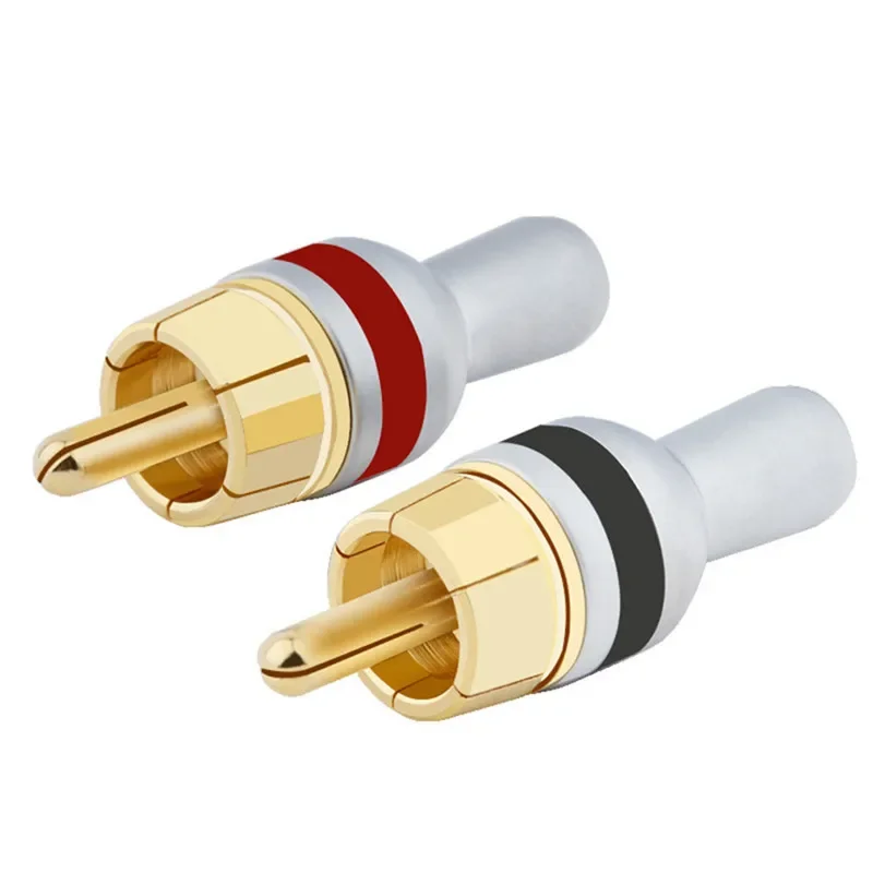 RCA Socket Terminals Male Plug Speakon Connectors Copper Gold Plated For Soldering 5mm Speaker Cable Audio Jack Wire Connector