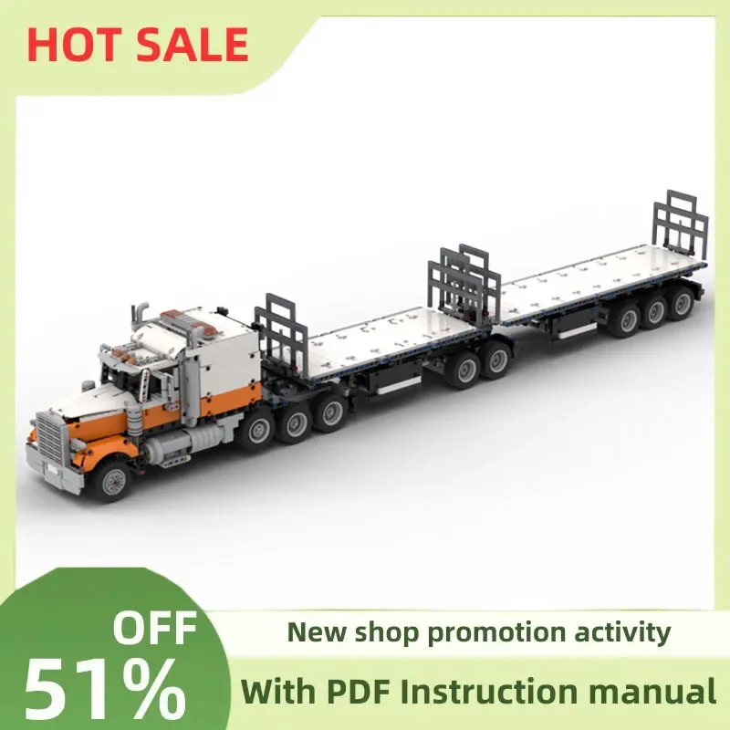 

2589Pcs Engineering Container Road Trainheavy Duty Truck Trailer Tower Head Technology Diy Creative Ideas Kids Toys Gifts Blocks