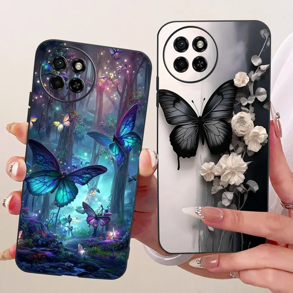 ل Tecno Spark 30 Pro 4G / Spark 30 30C 5G جراب هاتف ملون فراشة زهرة المرأة لينة سيليكون غلاف ماتي الغطاء الخلفي #3