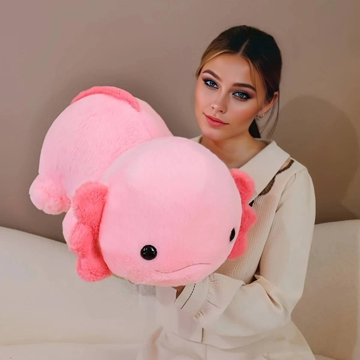 Morbido e coccoloso cuscino in peluche Axolotl rosa, bambola salamandra ripiena in poliestere, ideale per compleanno, matrimonio, festa di laurea