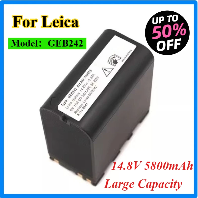 14.8V 5800mAh GEB242 Rechargeable Li-ion Battery for Leica TM30/50/60 Series Total Station 793975