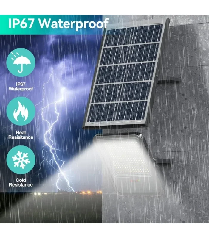 Luces de inundación de calle solares para exteriores, luces de estacionamiento solares de 2000W, luces de calle de 150000LM de atardecer al amanecer, IP67, resistente al agua