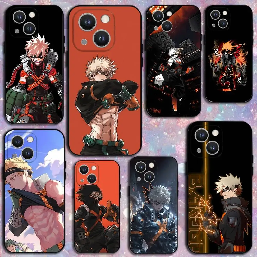 

H-Hero Katsuki B-Bakugos Phone Case For iPhone 16,15,14,13,12,11 Plus,Pro Max,XS,X,XR,SE,Mini,8,7,Soft Silicone Black Cover