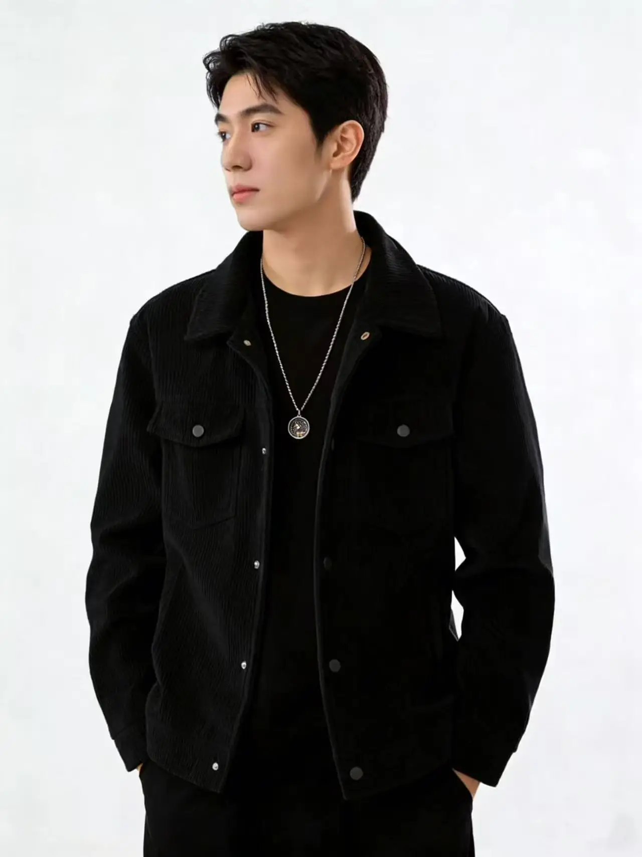 Herren Premium Corduroy Trucker Jacke, Vintage Utility-Taschen-Design, Gehobenes Smart-Casual-Essential – Detail 4