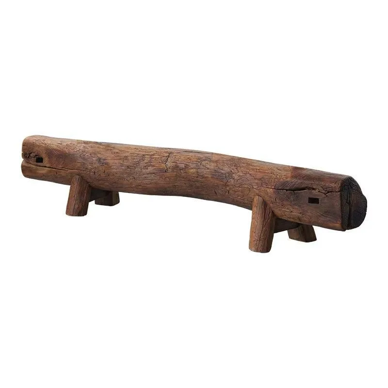 

Long bench, solid wood round stake stool, scenic area rest shoe changing stool