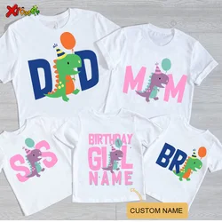 Dinosaur T Shirt Family Gift Birthday Shirt Cartoon Dinosaur Party Custom Name TShirt Girls Children Clothes Daddy Mommy Outfits