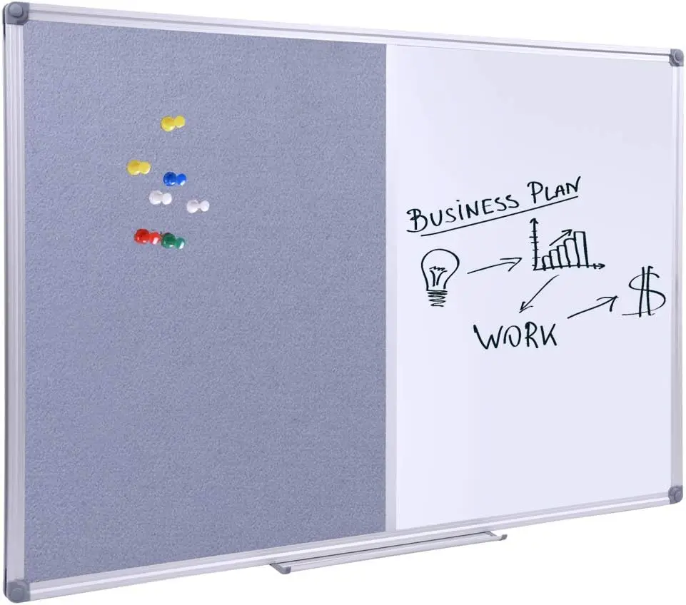 

48x36 Inch Magnetic Combo Board - Dry Erase Whiteboard & Bulletin Board for Office, Classroom, Home