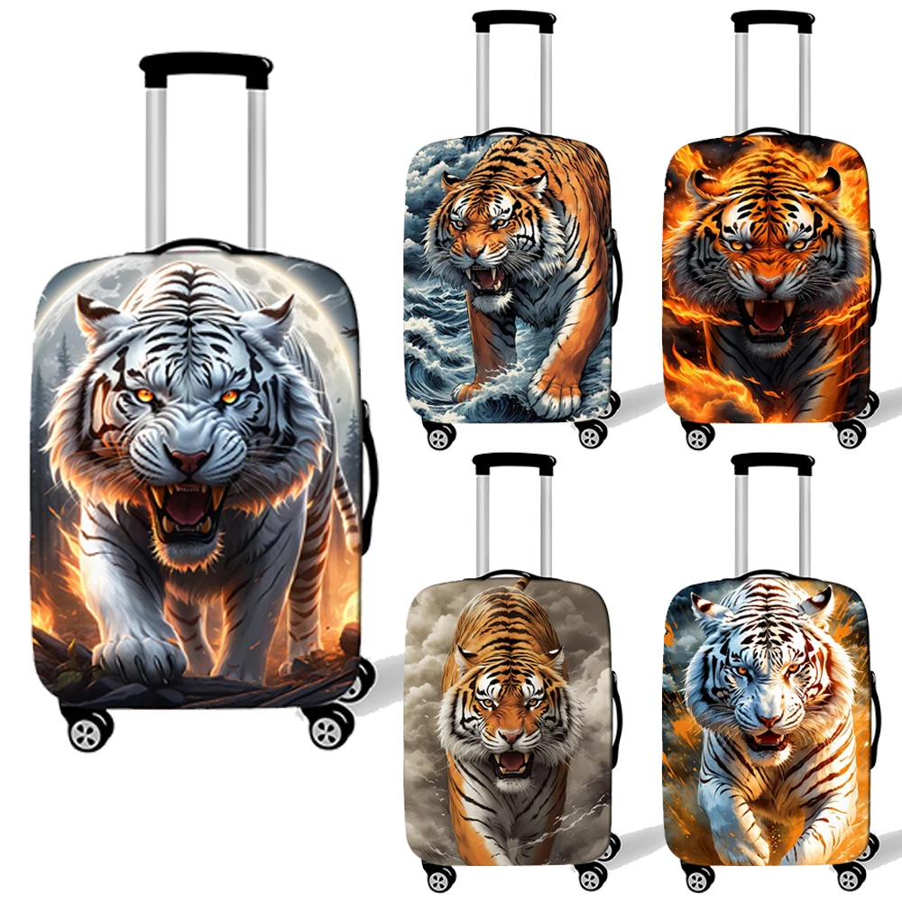 Howling Tiger Print Luggage Cover White Tiger Travel Accessories Suitcase Covers Anti-dust  Trolley Case Protective Cover