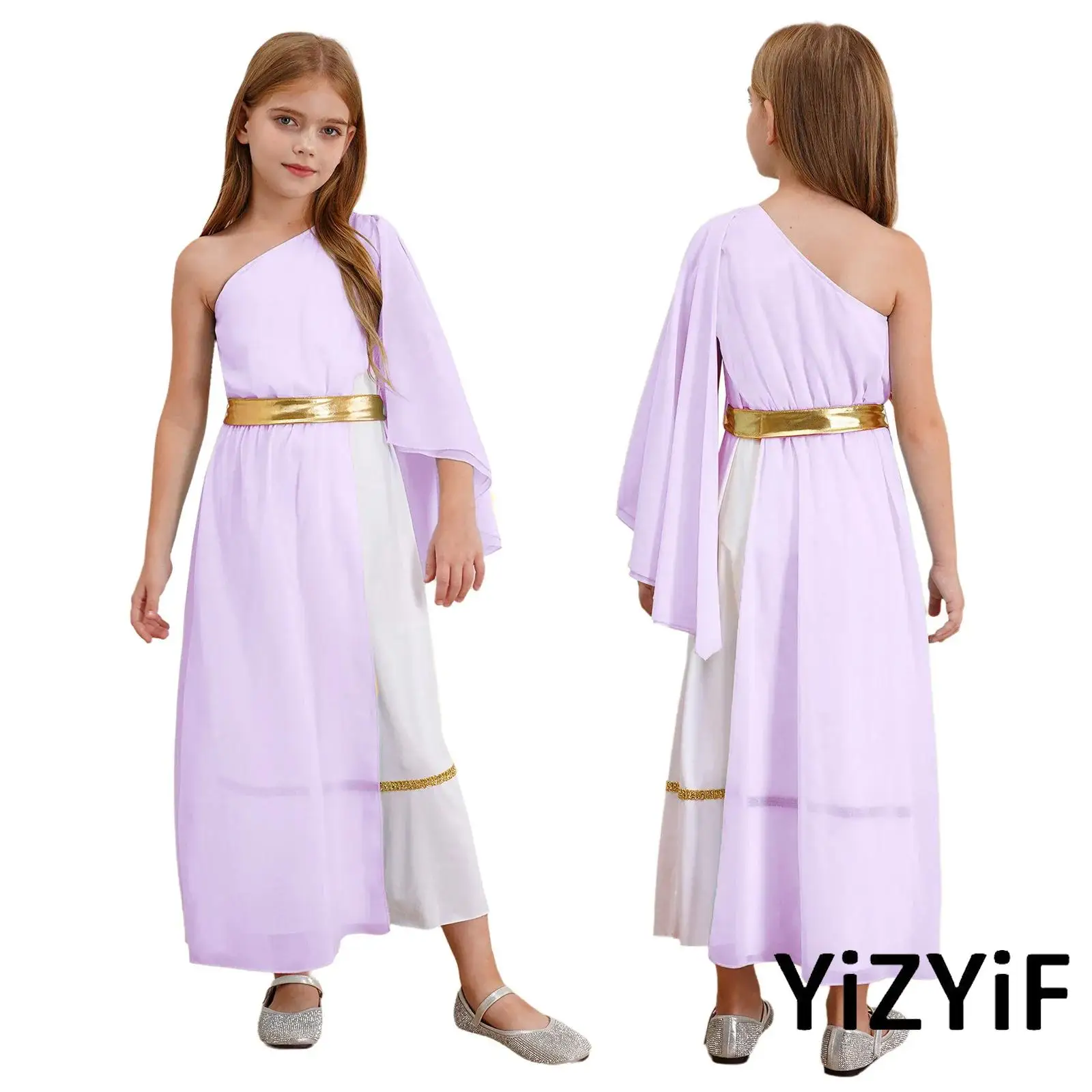 أزياء الهالوين للفتيات في العصور الوسطى أزياء تنكرية لروما اليونانية القديمة مصر توغا تول فستان الأميرة لحفلات الكرنفال #1