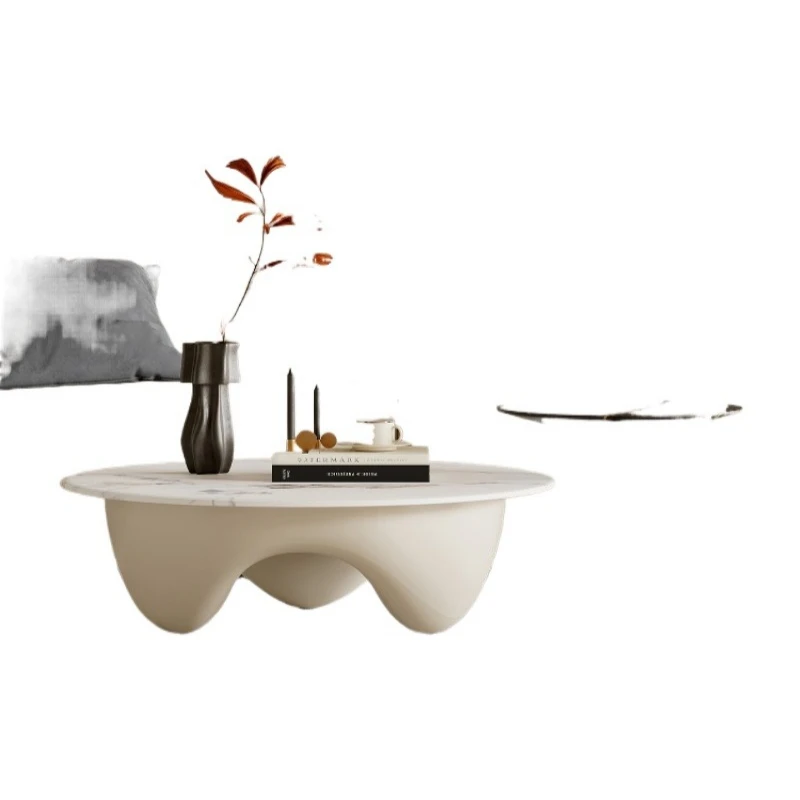 

Modern simple rock slab coffee table combination light luxury, artistic round living room coffee table