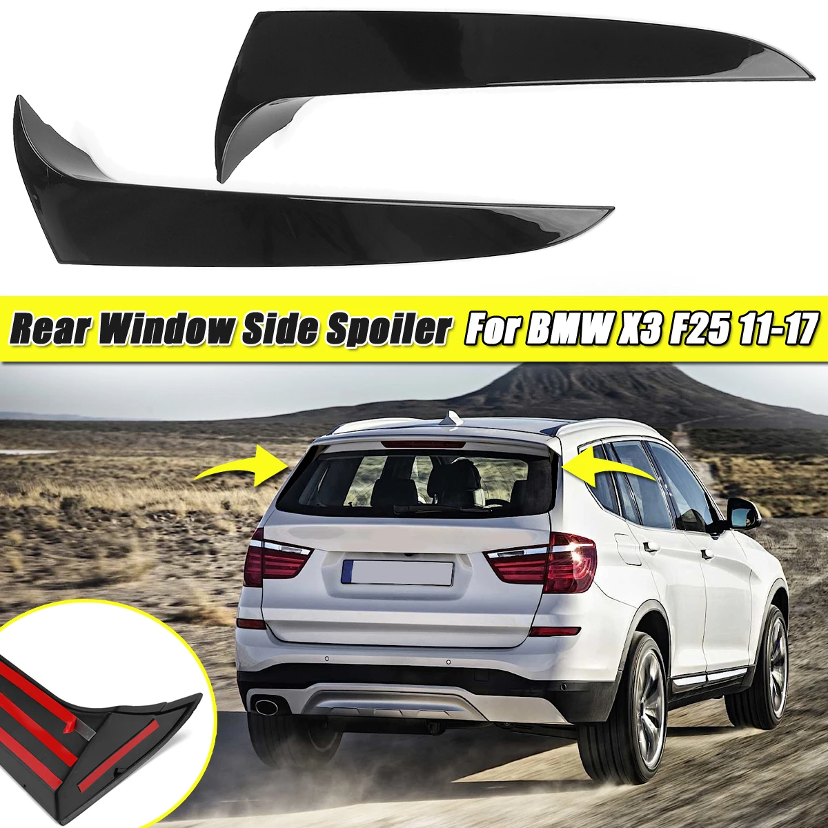 Paar Auto Vertikale Heckseiten-Fensterflügel Kofferraum-Spoiler Luftleitblech für BMW X3 F25 2011-2017 Zubehör