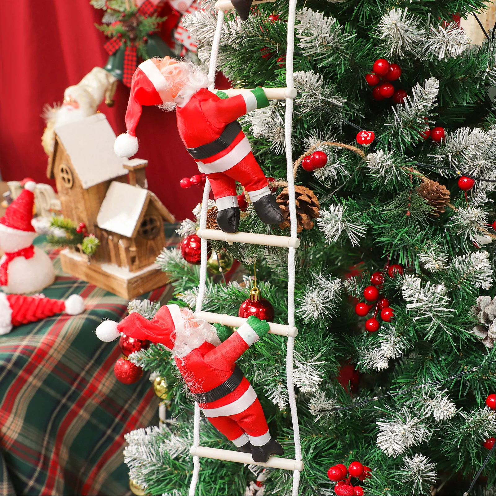 

Cute Santa Claus nament Hanging Decoration for Christmas Tree Gifts Holiday Party Home Office Cafe Xmas Ladder Charm