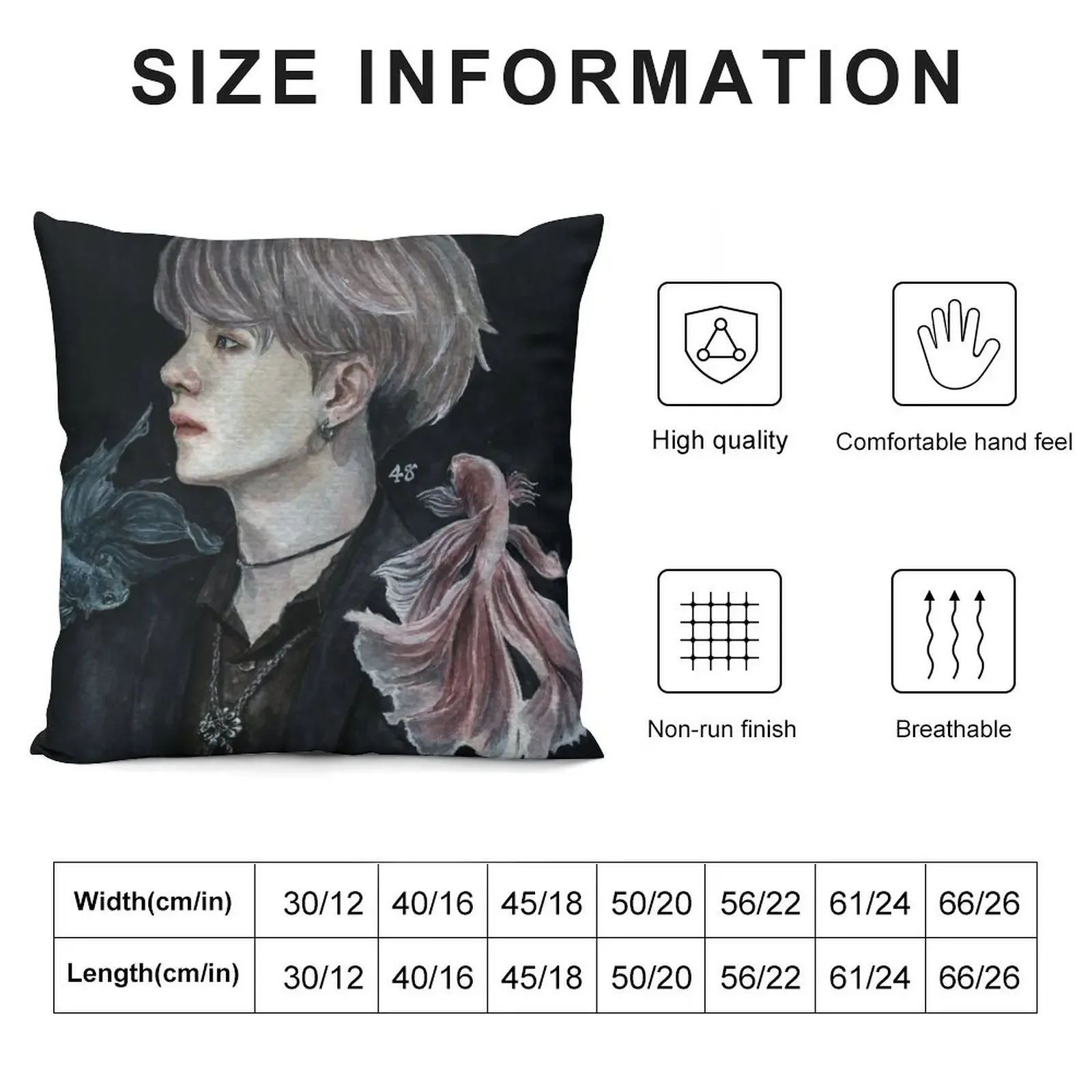 Yoongi x fishies Throw Pillow Couch Pillows Room decorating items pillow cover christmas Sofa Covers For Living Room pillow