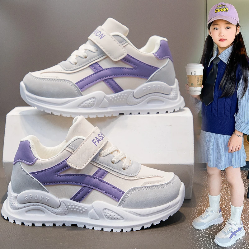 

New Anti-skid Leather Kids Sneakers for 5-16Years Girls Casual Walking Footwear Non Slip Children Boys Sport Running Sneaker